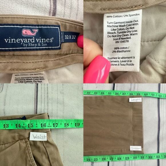 Vineyard Vines By SHEP & IAN Mens 32 X 32 Chino Flat Front Pants Preppy Khaki - Picture 3 of 9